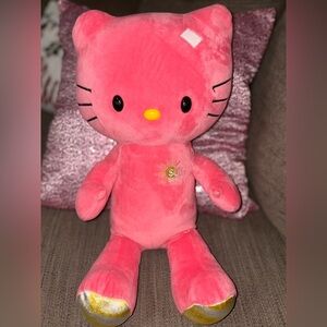 Build-A-Bear Pink Stuffed Animal with Gold Accents